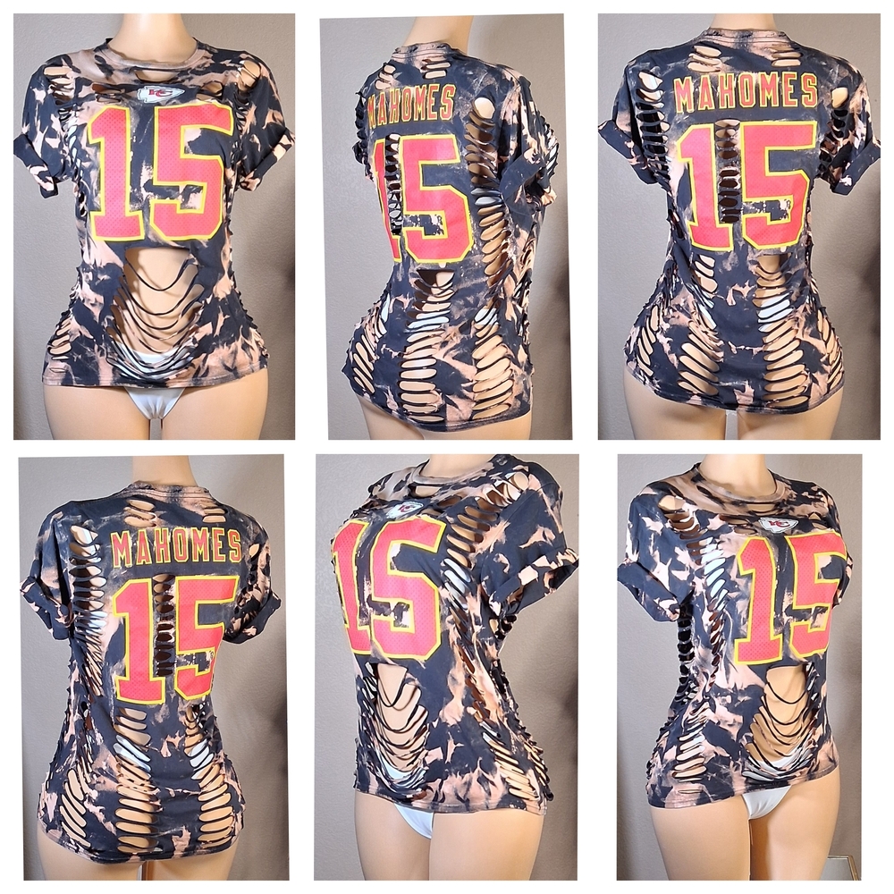 Women's Black and Tan Distressed Top